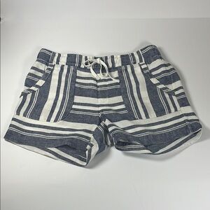 Athleta Linen Blue and White Striped Shorts Pockets Sz 10